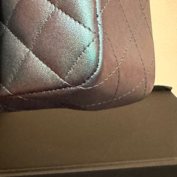 Authentic Chanel mini rectangular flap in iridescent turquoise - Picture 5 of 7
